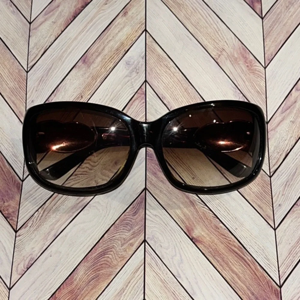 Kate Landry brown tort shell wrap oversized Sunglasses